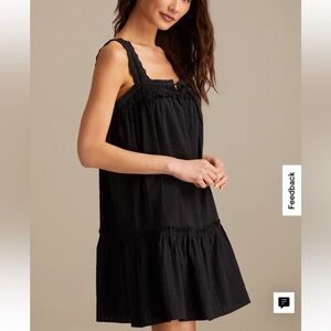 Lucky Brand Cotton Easy Mini Day Black Sleeveless Crochet Sundress Dress XXL NEW